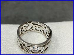 RETIRED James Avery Wide Cat & Flower Band Ring US Size 6.5