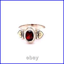 RETIRED RARE JAMES AVERY Garnet with 14k Hearts Sterling Silver Ring Size 6.5