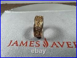 RETIRED & RARE James Avery Textured Leaf Vines Ring Band 14K Yellow Gold