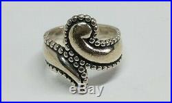 RETIRED Size 9 Sterling Silver Beaded Bypass Paisley Ring FREE SHIPPING