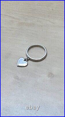RETIRED VINTAGE STERLING SILVER JAMES AVERY HEART DANGLE CHARM RING Size 5.5