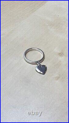 RETIRED VINTAGE STERLING SILVER JAMES AVERY HEART DANGLE CHARM RING Size 5.5