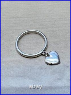 RETIRED VINTAGE STERLING SILVER JAMES AVERY HEART DANGLE CHARM RING Size 8