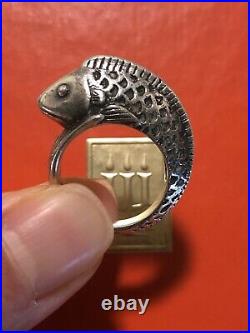 Rare James Avery Fish Wrap Ring Sterling Silver Retired + Box