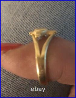 Rare! James Avery Retired 14k Yellow Gold Cross With Heart Ring Size 7