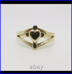 Rare! James Avery Retired 14k Yellow Gold Cross With Heart Ring Size 7