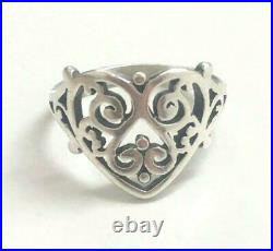 Rare James Avery Retired Sterling Silver Victorian Heart Ring, Size 6