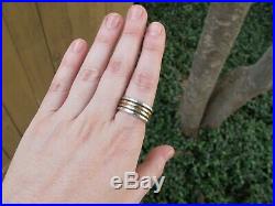 Rare Retired James Avery 14K Gold & 925 Thick Hammered Stacked Band Ring 8.5