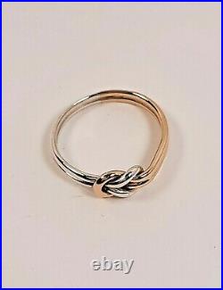 Rare Retired James Avery 14K Gold & Sterling Lovers' Knot Ring Size 8.5