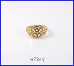 Rare Retired James Avery 14K Yellow Gold Flower Heart Ring Size 6.5 WithBox LDA2