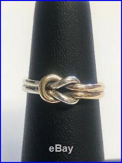 Rare Retired James Avery 14k Gold & 925 Lovers Knot Ring