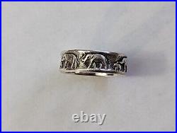 Rare Retired James Avery Elephant Family Eternity Band Sterling Ring Size 7.25