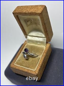 Rare Retired James Avery Sterling Silver & Amethyst Leaf Branch Ring