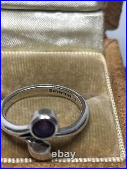 Rare Retired James Avery Sterling Silver & Amethyst Leaf Branch Ring