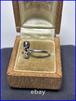 Rare Retired James Avery Sterling Silver & Amethyst Leaf Branch Ring