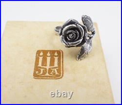 Rare Retired Vintage James Avery Sterling Silver Rose Ring Size 4.5 Box RS2991