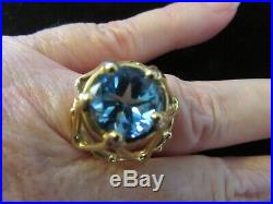 Rare Vintage James Avery Ring Retired 14k Yellow Gold Lone Star Of Texas Topaz