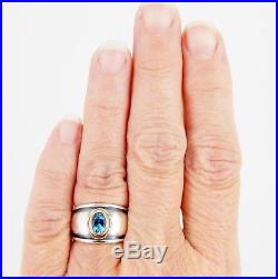Retired Christina James Avery Sterling & 18K Blue Topaz Ring Size 7 1/2