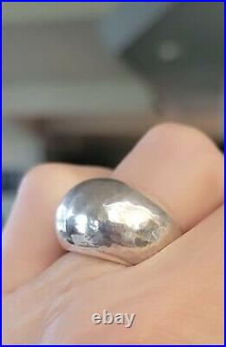 Retired Heavy Lightly Hammered James Avery Dome Ring Size 7 with Orig. Box NEAT