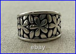 Retired JAMES AVERY Wide Flower Band Ring Sterling Sz 6 EUC