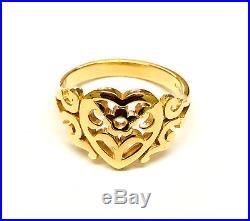 Retired James Avery 14K Scrolled Heart Flower Ring, Size 8