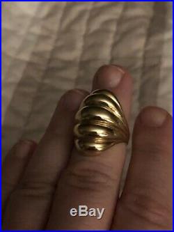 Retired James Avery 14K Yellow Gold Fluted Dome Ring Size 7