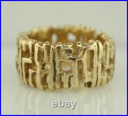 Retired James Avery 14K Yellow Gold Textured Tree Bark Ring Size 8