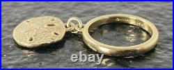 Retired James Avery 14k Gold SAND DOLLAR DANGLE CHARM Ring Size 4 4 Grams