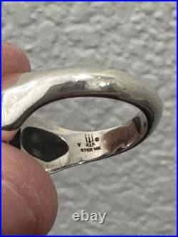 Retired James Avery 14kt Gold Hearts Silver Band with Garnet Oval Center Ring