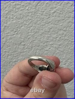 Retired James Avery 14kt Gold Hearts Silver Band with Garnet Oval Center Ring