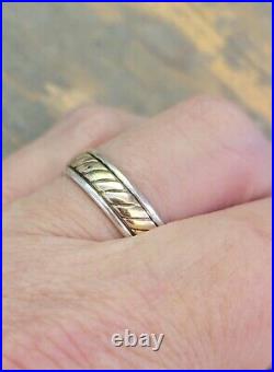 Retired James Avery 14kt Gold and. 925 Fluted Band Ring Size 9