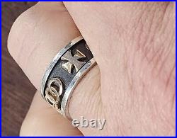 Retired James Avery 14kt Gold and Sterling Silver Unity Circles/Cross Band Ring