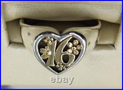 Retired James Avery 16 Heart Ring 14k & Sterling Silver Size 5.75