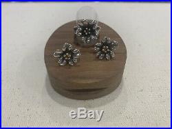 Retired James Avery 18k Gold & Silver April Flower Ring Size 6, And Earnings