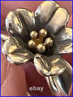Retired James Avery 18k Gold & Sterling Silver April Flower Ring Approx Size 5