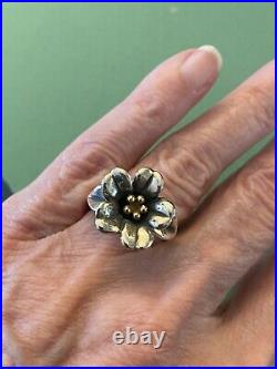 Retired James Avery 18k Gold & Sterling Silver April Flower Ring Approx Size 5