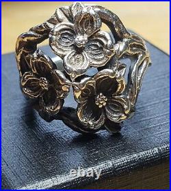 Retired James Avery 3 Flower Dogwood Ring Sterling Silver Size 6