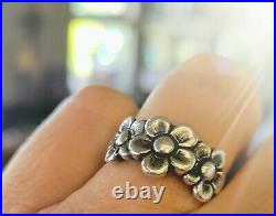 Retired James Avery 3 Flower Ring Sterling Silver SO Pretty