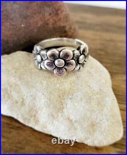 Retired James Avery 3 Flower Ring Sterling Silver SO Pretty