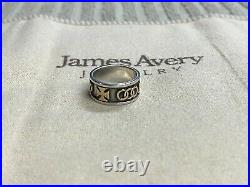 Retired James Avery 925 Silver 14K Gold Cross Interlocking Circles Band Ring 5.5