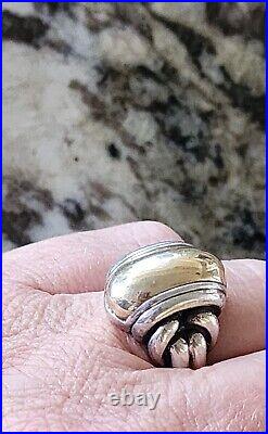 Retired James Avery BOLD 16.82 Gram 14kt Gold Dome. 925 Ring Sz 8 Large Version