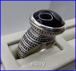 Retired James Avery Black Onyx African Beaded Sterling Silver Ring Size 6