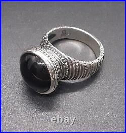 Retired James Avery Black Onyx African Beaded Sterling Silver Ring Size 6.75