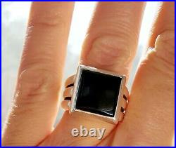 Retired James Avery Black Onyx Heavy Square Ring Size 8 Fast Shipping