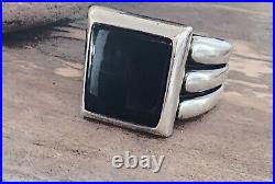 Retired James Avery Blue Onyx Wide Square Ring Size 10