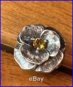 Retired James Avery Citrine Flower Ring Excellent Condition Gift Box 925SS 5 1/2