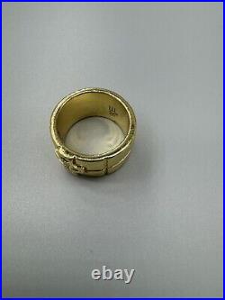Retired James Avery Diamond Cross 925 Sterling Gold Plated Wide 13mm Ring 6.5