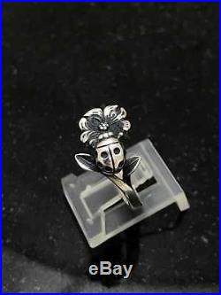 Retired James Avery Dogwood Flower with Ladybug Ring Sz 6 1/2 Sterling Silver. 925