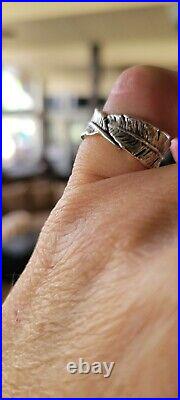 Retired James Avery Feather Wrap Around Ring Sterling Silver Size 4.5