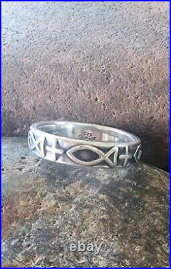 Retired James Avery Fish and Cross Eternity Band Ring size 9.5